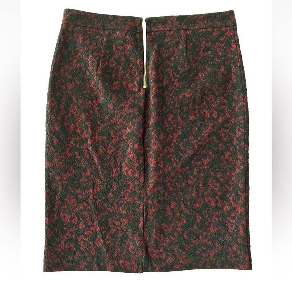 Michael Kors Red Black Lace Print Pencil‎ Skirt L Whimsygoth Coquette Gothic - Picture 2 of 12